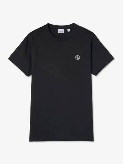 Embroidered Monogram Motif Cotton Short Sleeve T-Shirt Black - BURBERRY - BALAAN 2