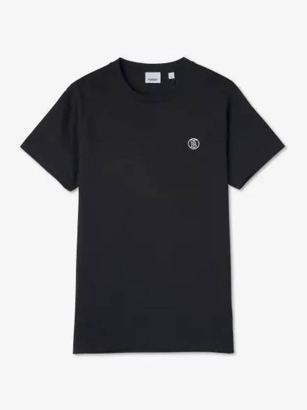 Embroidered Monogram Motif Cotton Short Sleeve T-Shirt Black - BURBERRY - BALAAN 2