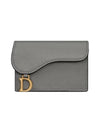 Saddle Bloom Goatskin Flap Card Wallet Grey - DIOR - BALAAN 1