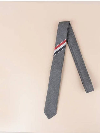 Three-Line Engineer Stripe Wool  Neck Tie Dark Grey - THOM BROWNE - BALAAN 2