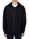 Cotton Fleece Hooded Jacket Black - CP COMPANY - BALAAN 3