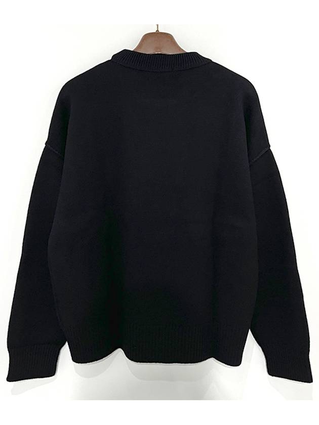 Big Heart Logo Wool Knit Top Black - AMI - BALAAN 4