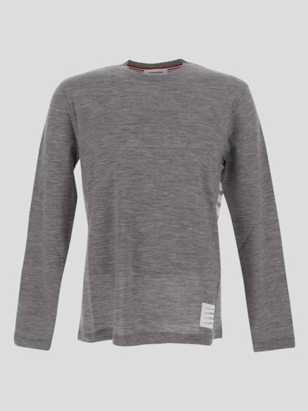 Wool Jersey 4-Bar Long Sleeve T-Shirt Light Grey - THOM BROWNE - BALAAN 4