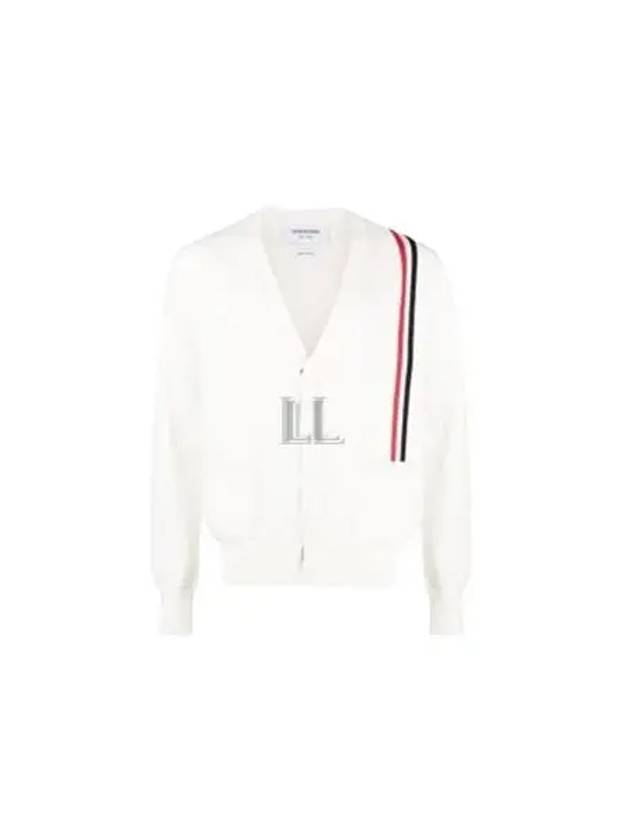 RWB Striped Intarsia Cotton Cardigan White - THOM BROWNE - BALAAN 2