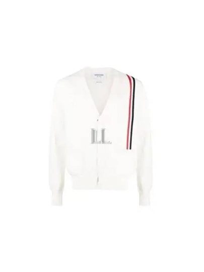 RWB Striped Intarsia Cotton Cardigan White - THOM BROWNE - BALAAN 2