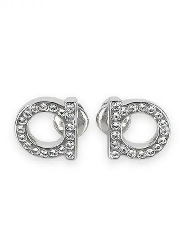 Gancini Crystal Small Earrings Silver - SALVATORE FERRAGAMO - BALAAN 2