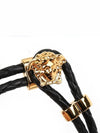 Medusa Braided Leather Bracelet Black Gold - VERSACE - BALAAN 4