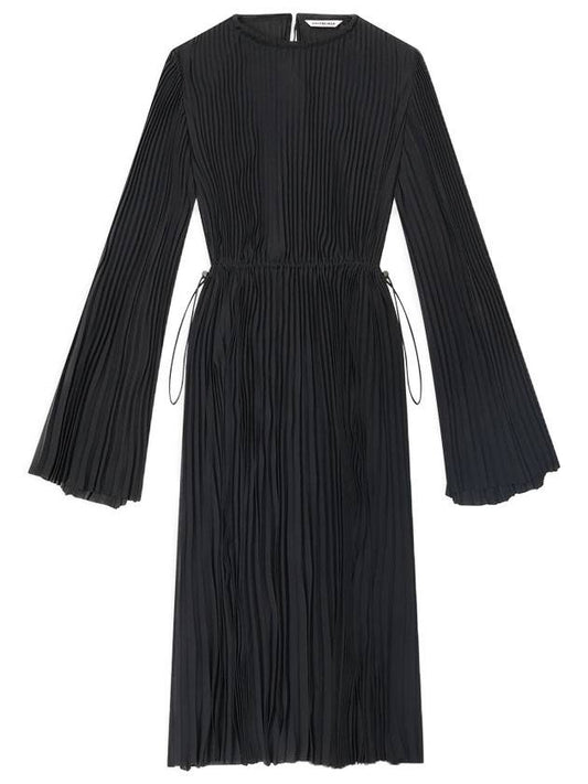 Pleated Crepe De Chine Midi Dress Black - BALENCIAGA - BALAAN 1