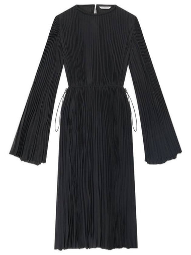 Pleated Crepe De Chine Midi Dress Black - BALENCIAGA - BALAAN 1