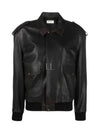 Aviator Vintage Leather Jacket Black - SAINT LAURENT - BALAAN 2