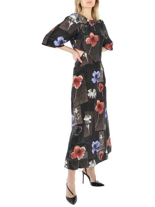 GANNI Women Maxi Silk Dress Flowers Black, Size 38 - GANNI - BALAAN 2