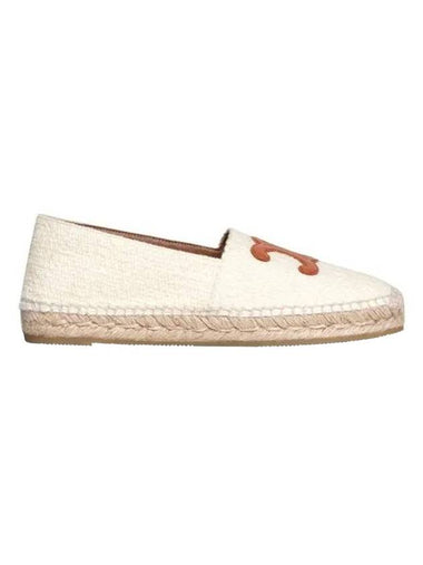 Women's Triomphe Logo Patch Flat Espadrilles Cream - CELINE - BALAAN 1