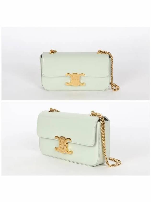 Triomphe Shiny Calfskin Chain Shoulder Bag Jade - CELINE - BALAAN 3