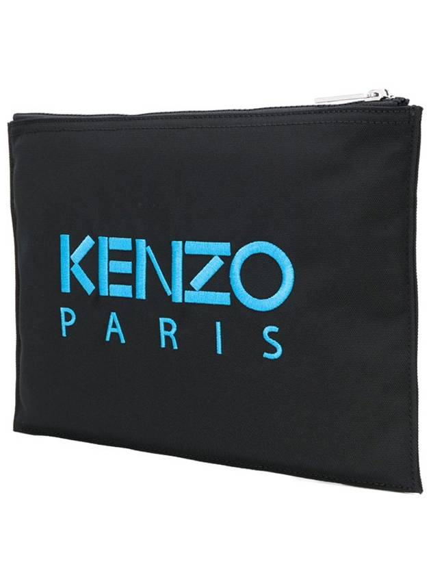 tiger logo embroidered clutch bag black - KENZO - BALAAN.