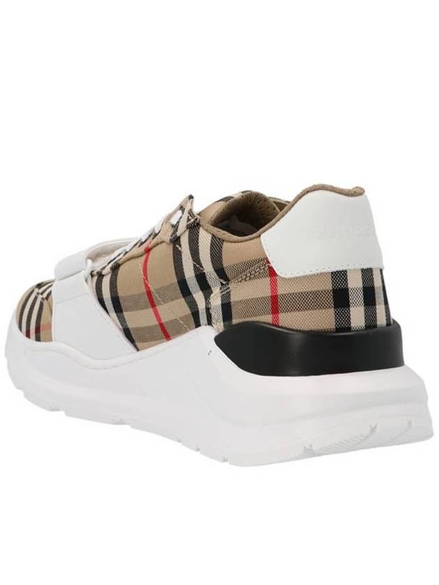 Vintage Check And Leather Sneakers White Archive Beige - BURBERRY - BALAAN 4