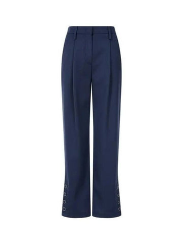 Women s Button Slit Pleated Wool Pants Navy 271848 - GIORGIO ARMANI - BALAAN 1