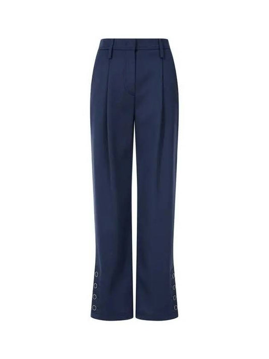 Women s Button Slit Pleated Wool Pants Navy 271848 - GIORGIO ARMANI - BALAAN 1