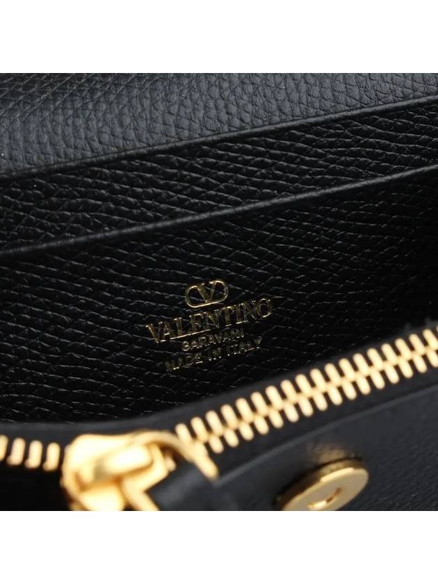 V Logo Signature Card Wallet Black - VALENTINO - BALAAN 6