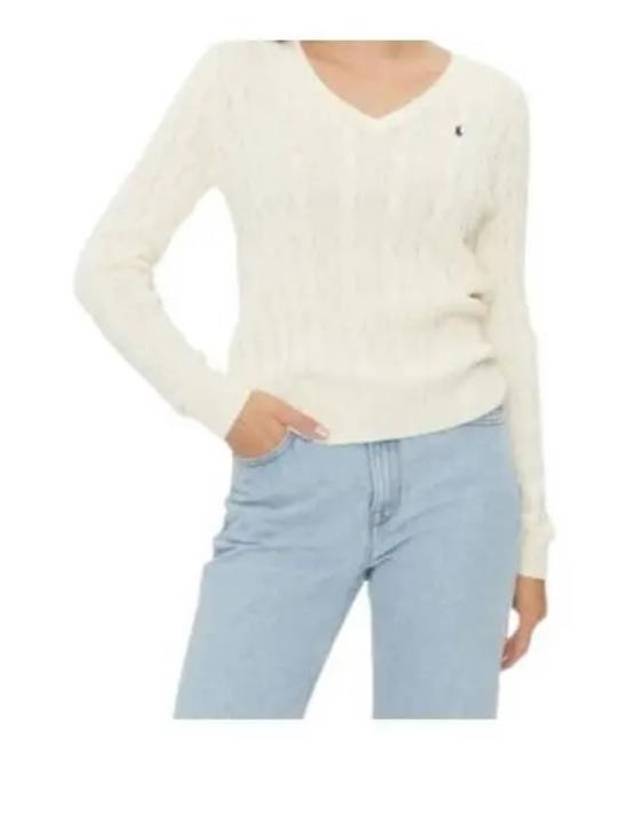 Women's Embroidered Logo Knit Top Cream - POLO RALPH LAUREN - BALAAN 2