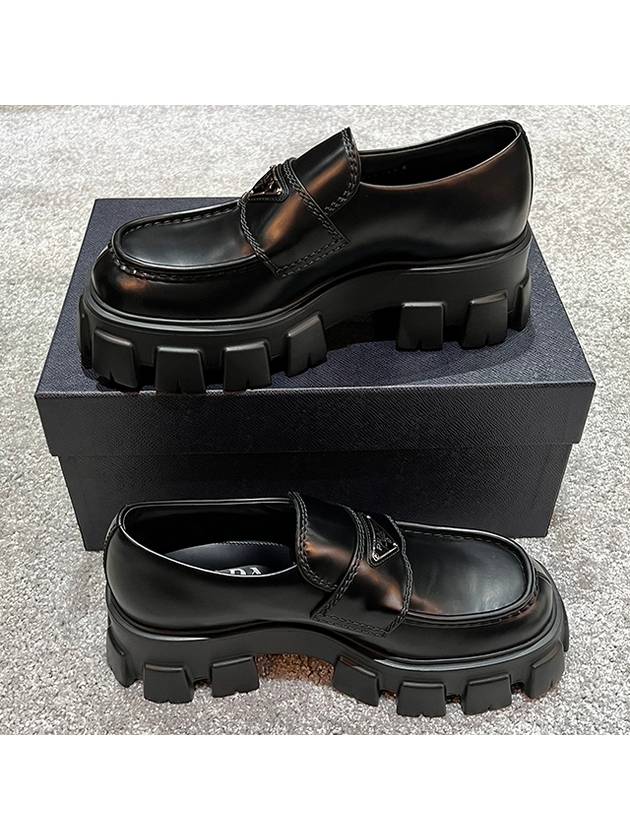 Monolith Brushed Leather Loafers Black - PRADA - BALAAN 5