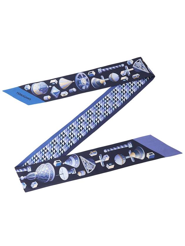 Nadir Print Scarf Blue - SALVATORE FERRAGAMO - BALAAN 4