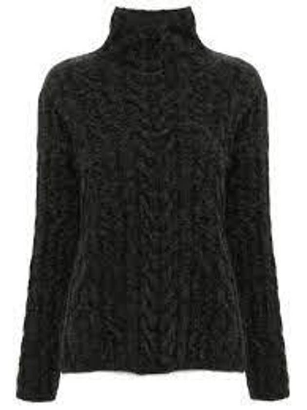 Lappole Wool Cable Knit Turtleneck Charcoal - S MAX MARA - BALAAN 2