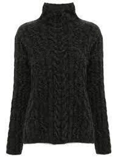 Lappole Wool Cable Knit Turtleneck Charcoal - S MAX MARA - BALAAN 2