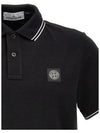 Logo Patch Short Sleeve Polo Shirt Black - STONE ISLAND - BALAAN 5