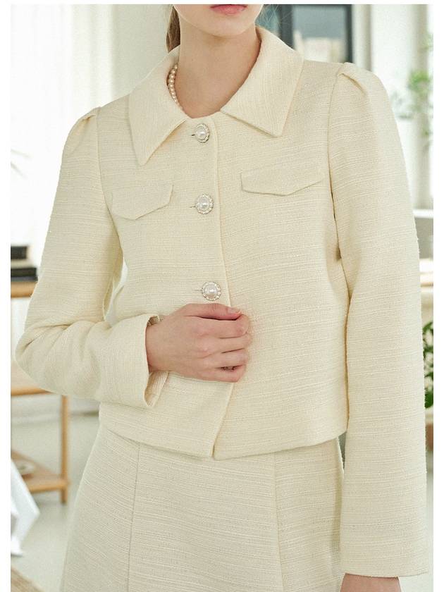 Women's Pencey Tweed Puff Jacket Cream - MICANE - BALAAN 3