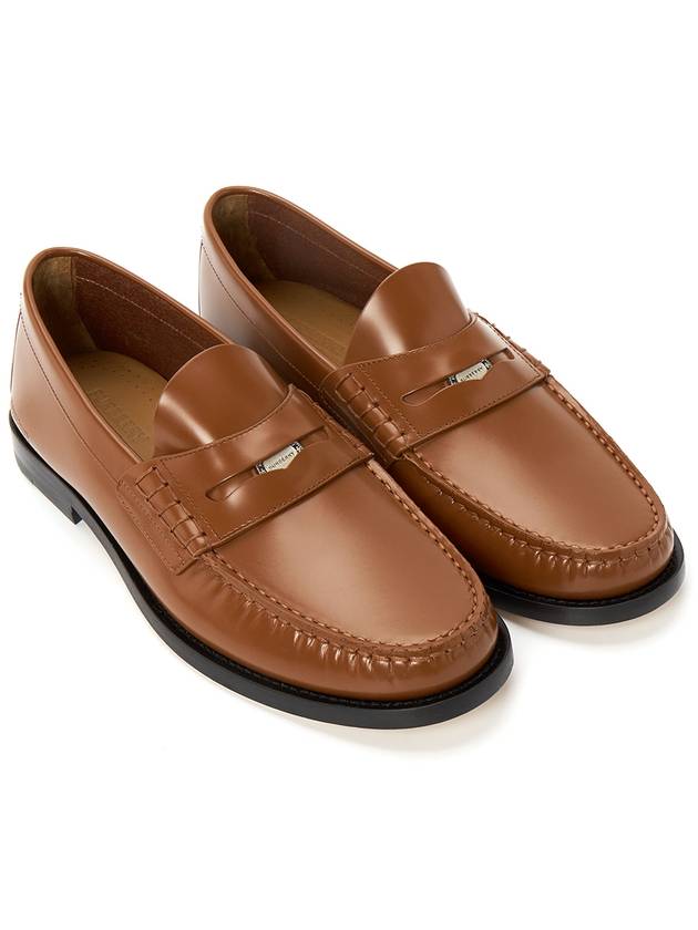 Coin Detail Leather Penny Loafers Warm Oak Brown - BURBERRY - BALAAN 4
