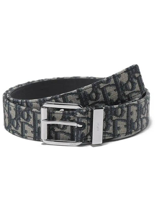 Logo Jacquard Leather Belt Black Beige - DIOR - BALAAN 2