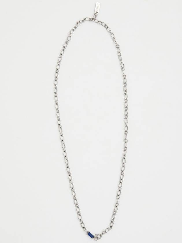 RYUL+WAI: Blue Cubic Pendant Surgical Chain Necklace - RYUL+WAI: - BALAAN 5