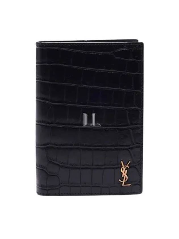 Monogram Crocodile Card Passport Wallet Black - SAINT LAURENT - BALAAN 2