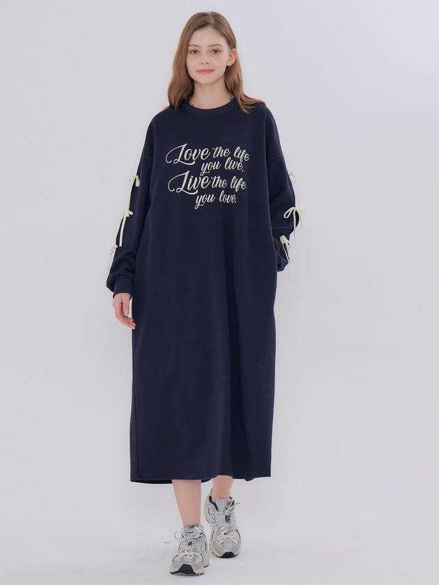 Ribbon Detail Long Dress Navy - METAPHER - BALAAN 4