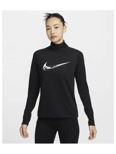 Swoosh Dry Fit Quarter Zip Running Mid Layer W Black White FV6388 010 - NIKE - BALAAN 1