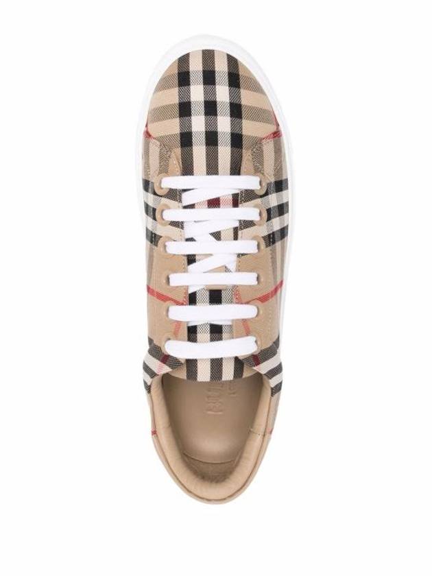 Vintage Check and Leather Sneakers Archive Beige - BURBERRY - BALAAN 3