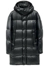 Triangle Logo Down Hoodie Padded Jacket Black - PRADA - BALAAN 2