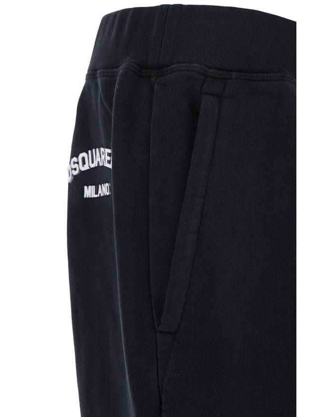 Black Pants With Elastic Waist And Cuffs And Logo Lettering On The Rear In Cotton Man - DSQUARED2 - BALAAN 3