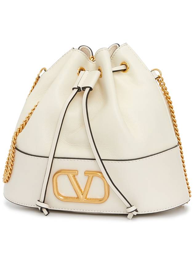 V logo signature chain nappa mini bucket bag light ivory - VALENTINO - BALAAN 3