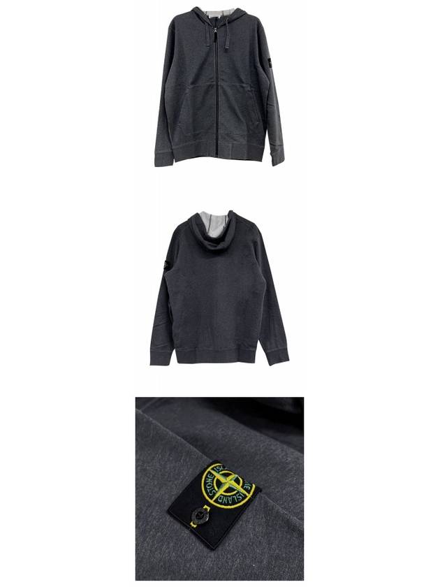 Men's Waffen Patch Fleece Zip Up Hoodie Charcoal - STONE ISLAND - BALAAN 5