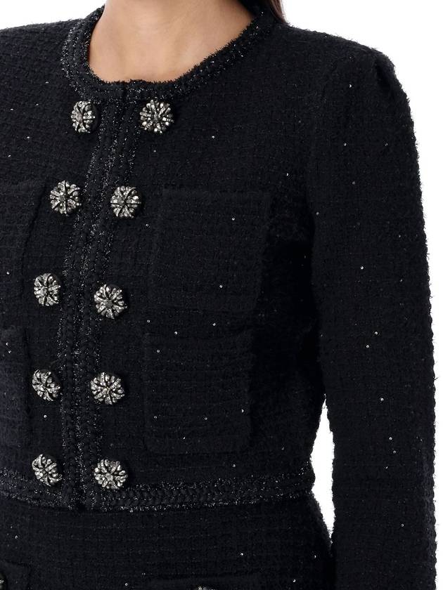 Textured Crop Knit Jacket Black - SELF PORTRAIT - BALAAN 4