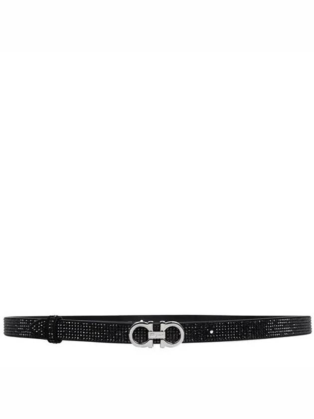 Gancini Crystal Belt Black - SALVATORE FERRAGAMO - BALAAN 3