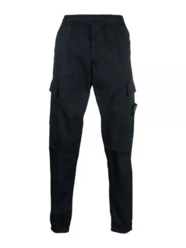 Stretch Cotton Wool Satin Cargo Straight Pants Navy - STONE ISLAND - BALAAN 2