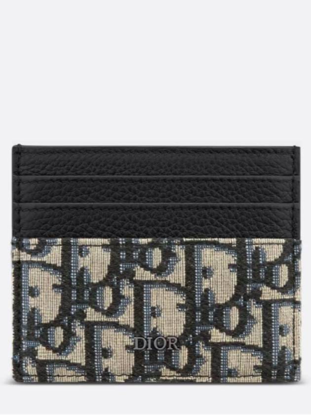 Oblique Jacquard Grained Leather Card Wallet Black - DIOR - BALAAN 2