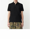 Men's Embroidered Logo Cotton Polo Shirt Black - BURBERRY - BALAAN 3