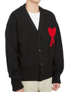 Big Heart Logo Wool Cardigan Black - AMI - BALAAN 4