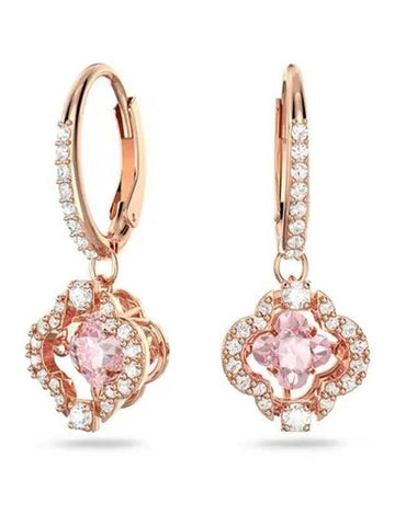 Una Sparkling Dance Clover Drop Earrings Pink Rose Gold - SWAROVSKI - BALAAN 1