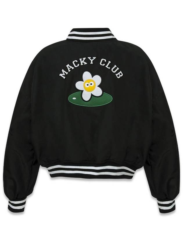 Embroidery Windbreaker Jacket Jumper Signature Quilting Varsity Black MCFW23OT 1BK - MACKY - BALAAN 3