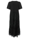 Lace Detail Black Jersey Long One Piece VR3MJ06F5PV 0NO - RED VALENTINO - BALAAN 4