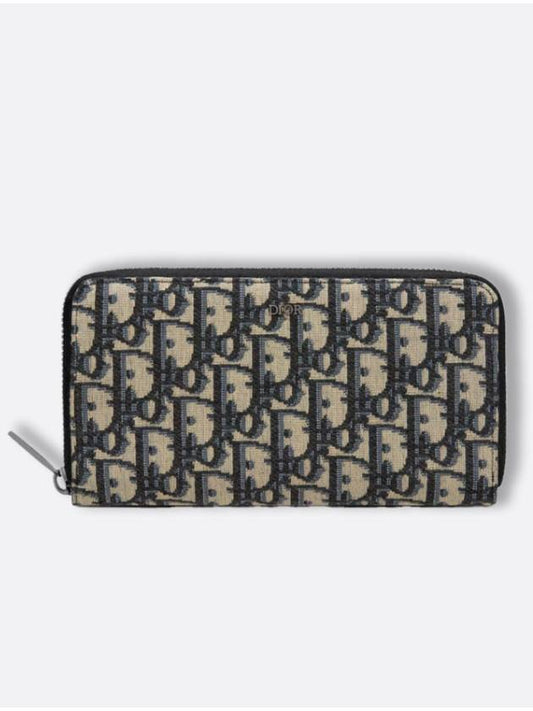 Oblique Jacquard Zipper Long Wallet Black Beige - DIOR - BALAAN 2